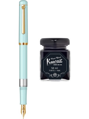 Wiz Design - Scrikss Pistonlu Mint Dolma Kalem + Kaweco 50 ml Siyah Şişe Mürekkep