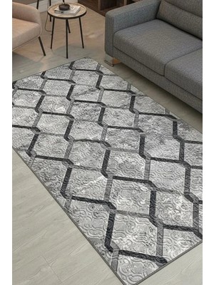 Polaris Halı Kaymaz Taban, Kabartmalı, Salon, Mutfak, Koridor,yatak Odası, Kesme Yolluk Halı 7012 Gri