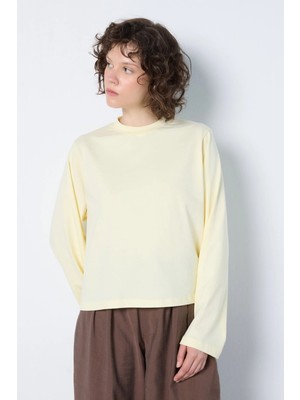 Minaaise Crop Geniş Kol Oversize Basic T-Shirt Sarı