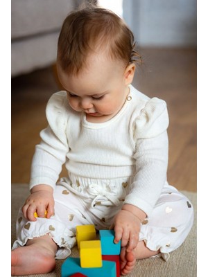 Beyzco Kids Kız Bebek Kalp Detaylı, Bandanalı Takım