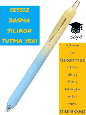 Seyfi Kırtasiye 0,7 mm Jel Tükenmez Kalem Akıcı Hızlı Kuruyan Mavi Renk Mürekkep Writech Amerikan Marka Sessiz Kalem