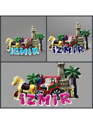 Mundy Izmir Temalı 3'lü Avantaj Paketi Fayton ve Saat Kulesi Kabartmalı Polyester Magnet
