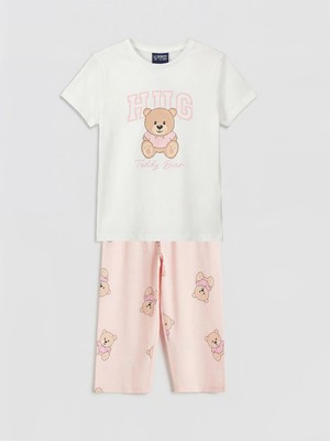 Lc Waikiki Yeni Sezon Ayı Teddy Baskılı Kız Çocuk Kaprili Pijama Takımı