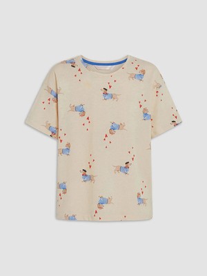 Lc Waikiki Yeni Sezon Bisiklet Yaka Baskılı Kadın Pijama Üstü