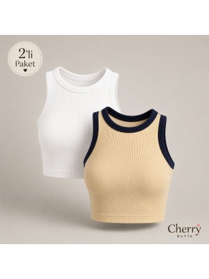 Cherry Butik Halter Yaka Crop Bluz