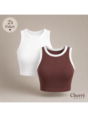 Cherry Butik Halter Yaka Crop Bluz
