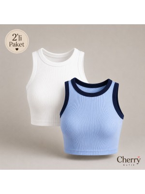 Cherry Butik Halter Yaka Crop Bluz