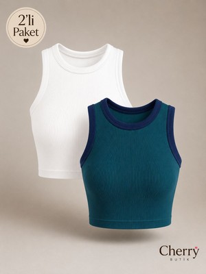 Cherry Butik Halter Yaka Crop Bluz