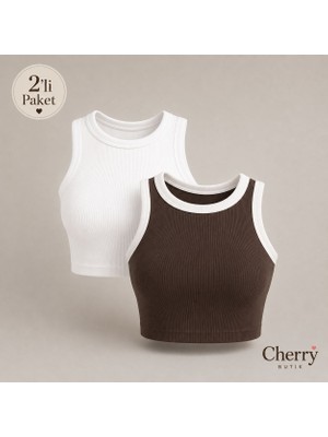 Cherry Butik Halter Yaka Crop Bluz