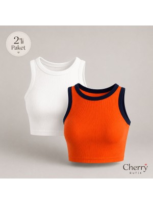 Cherry Butik Halter Yaka Crop Bluz