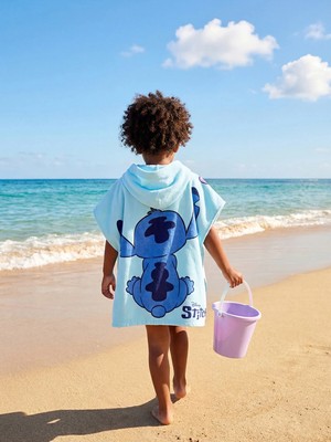 Lc Waikiki Yeni Sezon Stitch Baskılı Erkek Çocuk Panço Havlu