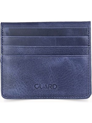 Guard Antik Lacivert Hakiki Deri Patlı Tasarım Ikiye Katlı Model Kredi Kartlık // GRD260701WT1445