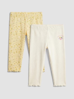 Lc Waikiki Yeni Sezon Çiçekli Kız Çocuk 3/4 Boy Tayt 2'li