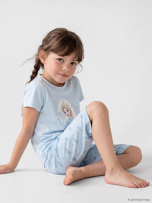 Lc Waikiki Yeni Sezon Kız Çocuk Elsa Baskılı Kaprili Pijama Takımı