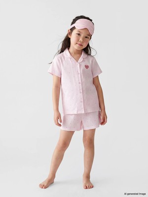 Lc Waikiki Yeni Sezon Gömlek Yaka Kız Çocuk Şortlu Pijama Takımı