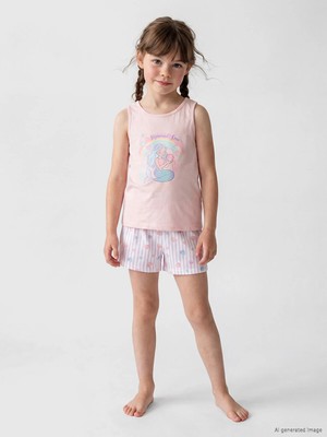 Lc Waikiki Yeni Sezon Bisiklet Yaka Kız Çocuk Şortlu Pijama Takımı