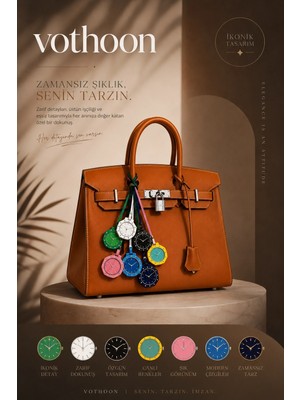 TKÇ Renkli Lüks Saat Tasarımlı Çanta Süsü Bag Charm Anahtarlık Siyah