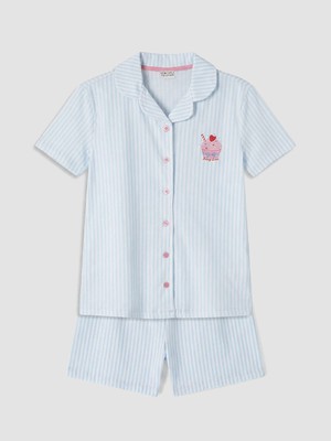 Lc Waikiki Yeni Sezon Gömlek Yaka Kız Çocuk Şortlu Pijama Takımı
