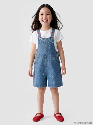 Lc Waikiki Yeni Sezon Nakışlı Kız Çocuk Jean Salopet