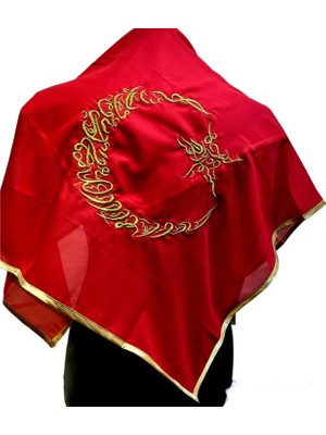 Nakışlı Ayyıldız Damat Şalı Kırmızı