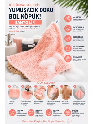 Kelebek Kese Banyo Lifi, Duş Lifi – Yumuşak Dokulu, Bol Köpüklü Vücut Temizleme Lifi 25X35CM