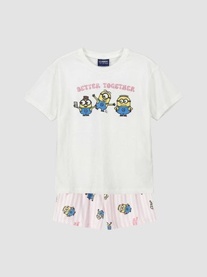 Lc Waikiki Yeni Sezon Minions Baskılı Kız Çocuk Şortlu Pijama Takım