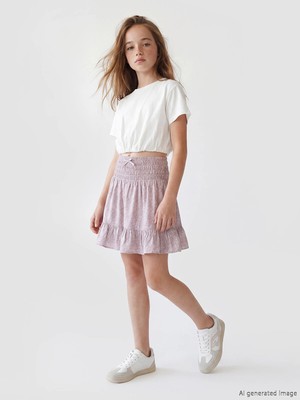 Lc Waikiki Yeni Sezon Beli Lastikli Çiçek Desenli Kız Çocuk Etek