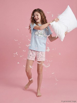 Lc Waikiki Yeni Sezon Cinnamoroll Baskılı Kız Çocuk Şortlu Pijama Takımı