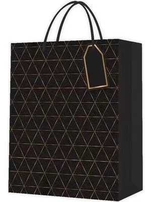 İlkyaz Fashion Desenli Siyah Küçük Karton Çanta