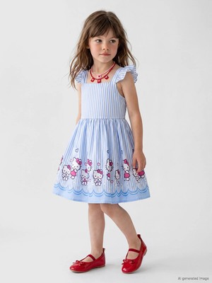 Lc Waikiki Yeni Sezon Kare Yaka Hello Kitty Baskılı Kız Çocuk Elbise