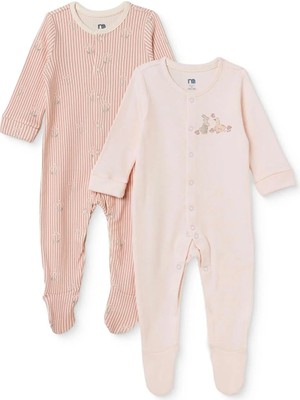Mothercare Kız Bebek Tulum Çizgili Çıtçıtlı Bisiklet Yaka Long Sleeve Patikli