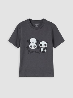 Lc Waikiki Yeni Sezon Bisiklet Yaka Panda Baskılı Erkek Çocuk Tişört