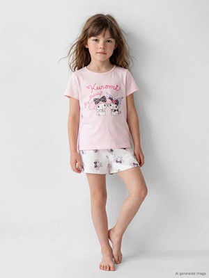 Lc Waikiki Yeni Sezon Hello Kitty Baskılı Kız Çocuk Şortlu Pijama Takımı