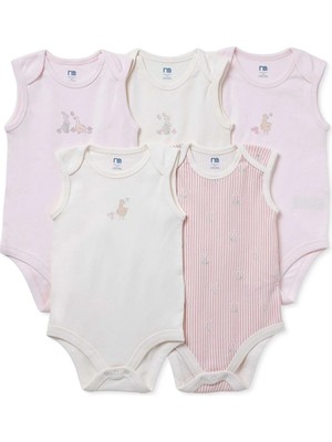 Mothercare Kız Bebek 5li Body Hayvan Baskılı Çıtçıtlı Zarf Yaka Long Sleeve