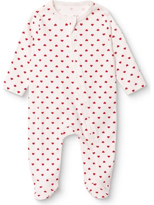 Hellobaby Kız Bebek Tulum Puantiye Baskılı Fermuarlı Bisiklet Yaka Uzun Kol Patikli