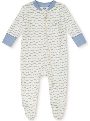 Mothercare Erkek Bebek Tulum Çizgili Çıtçıtlı Bisiklet Yaka Long Sleeve Patikli
