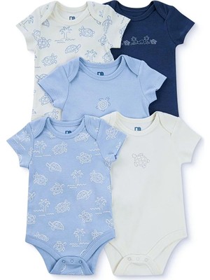 Mothercare Erkek Bebek 5li Body Hayvan Baskılı Çıtçıtlı Zarf Yaka Long Sleeve