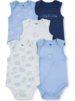 Mothercare Erkek Bebek 5li Body Hayvan Baskılı Çıtçıtlı Zarf Yaka Long Sleeve