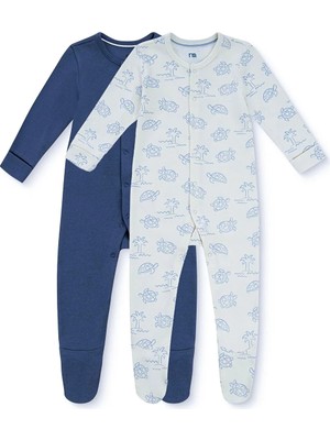 Mothercare Erkek Bebek Tulum Hayvan Baskılı Çıtçıtlı Bisiklet Yaka Long Sleeve Patikli