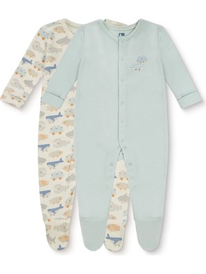Mothercare Erkek Bebek Tulum Hayvan Baskılı Çıtçıtlı Bisiklet Yaka Long Sleeve Patikli