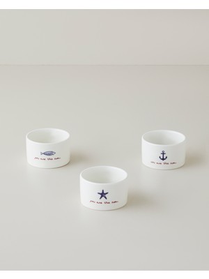 English Home Mariner Sun Stoneware 3'lü Çerezlik 6,5 cm Mavi-Kırmızı
