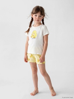 Lc Waikiki Yeni Sezon Civciv Baskılı Kız Çocuk Pijama Takım