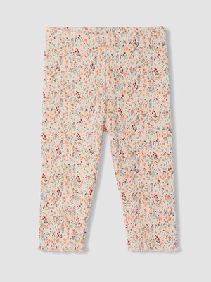 Lc Waikiki Yeni Sezon Çiçek Desenli Fitilli Kız Çocuk 3/4 Boy Tayt