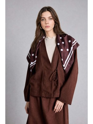 DeFacto Regular Fit Keten Karışımlı Kahverengi Kimono I1780AX26HS