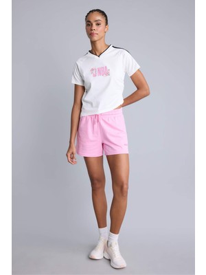 DeFacto NBA Chicago Bulls Lisanslı Standart Fit Sporcu Kısa Paça Pembe Şort H9572AX26HS