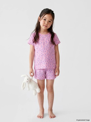 Lc Waikiki Yeni Sezon Bisiklet Yaka Kız Çocuk Şortlu Pijama Takımı