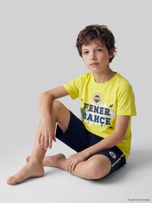 Lc Waikiki Yeni Sezon Fenerbahçe Baskılı Erkek Çocuk Şortlu Pijama Takımı