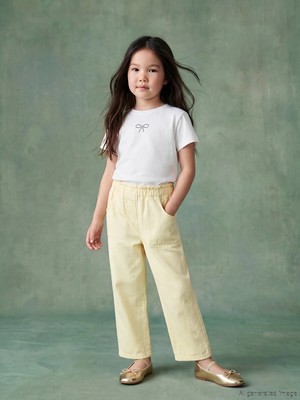 Lc Waikiki Yeni Sezon Regular Fit Kız Çocuk Nakışlı Gabardin Pantolon