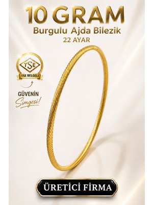 Aks Gold 22 Ayar TSE Belgeli (10 GRAM) Burgulu Ajda Altın Bilezik İşçiliksiz