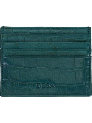 Desa Devin Yeşil Kadın Kroko Baskılı Deri Kartlık